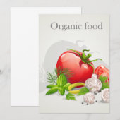 有機農場の新鮮野菜 トマトとハーブ 招待状 (正面/裏面)