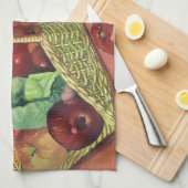 有機食品、庭の野菜、咲く花 キッチンタオル (四つ折り)