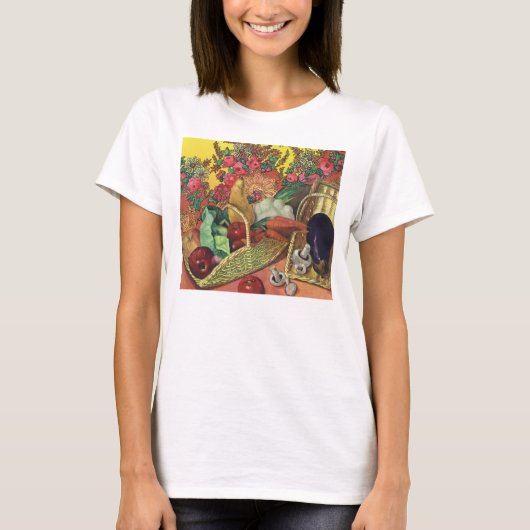 有機食品, 庭の野菜, 開花 Tシャツ (正面)