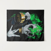 有毒ガスマスク：ネオン炎 タペストリー (正面(横))