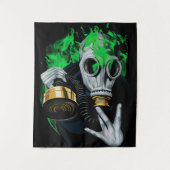 有毒ガスマスク：ネオン炎 タペストリー (正面)