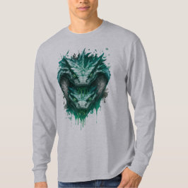 有毒グリーン スネーク ウォーターカラースプラッター ロングスリーブ Tシャツ