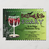 有毒骨格骨こうもり飲料ハローウィンパーティ 招待状 (正面/裏面)