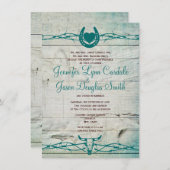 有素朴刺鉄線馬蹄結婚式招待状 招待状 (正面/裏面)