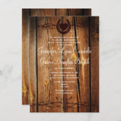 有素朴刺鉄線馬蹄結婚式招待状 招待状 (正面/裏面)