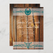 有素朴刺鉄線馬蹄結婚式招待状 招待状 (正面/裏面)