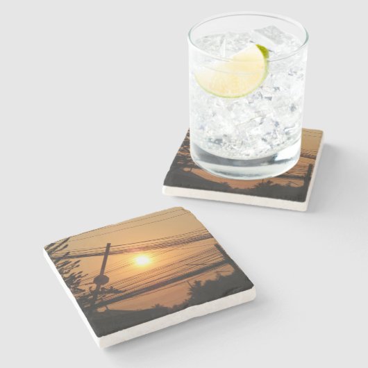 有線サンセット…クルンテップ（タイ） ストーンコースター (横)