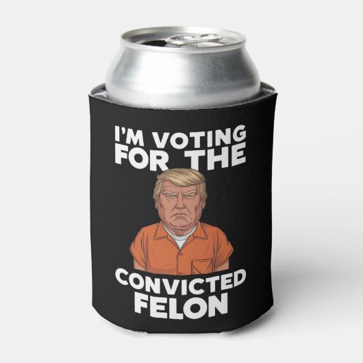 有罪の重罪犯者のために投票する トランプ支持 2024 缶クーラー (缶正面)