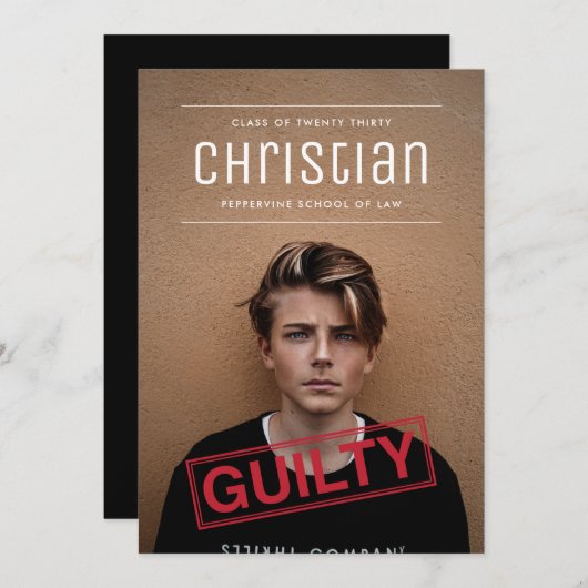 有罪判決 法学卒業 招待状 (正面/裏面)