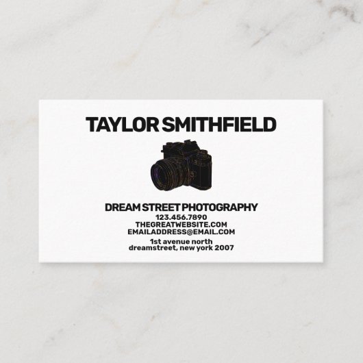 有色ホログラフィックカメラ撮影 名刺 (正面)