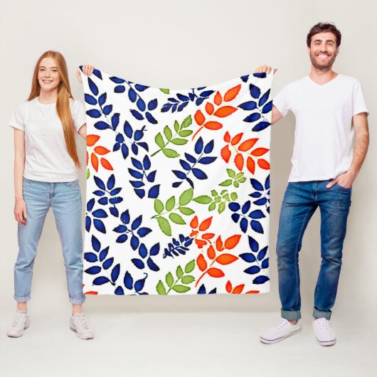 有色リーフ反復 フリースブランケット (インサイチュ)