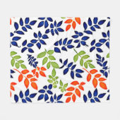 有色リーフ反復 フリースブランケット (正面(横))