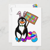 有色卵のイースターペンギン シーズンポストカード (正面/裏面)