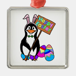 有色卵のイースターペンギン メタルオーナメント