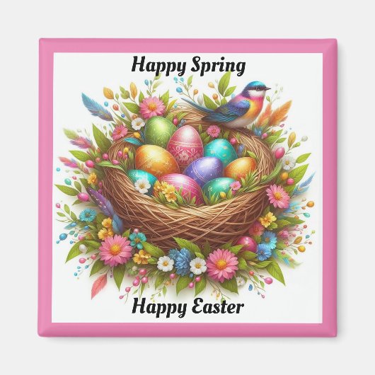 有色卵磁石を持つ鳥 マグネット (正面)