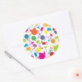 有色厨房付き模様物 ラウンドシール (封筒)