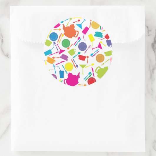 有色厨房付き模様物 ラウンドシール (バッグ)