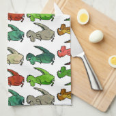 有色恐竜 キッチンタオル (四つ折り)