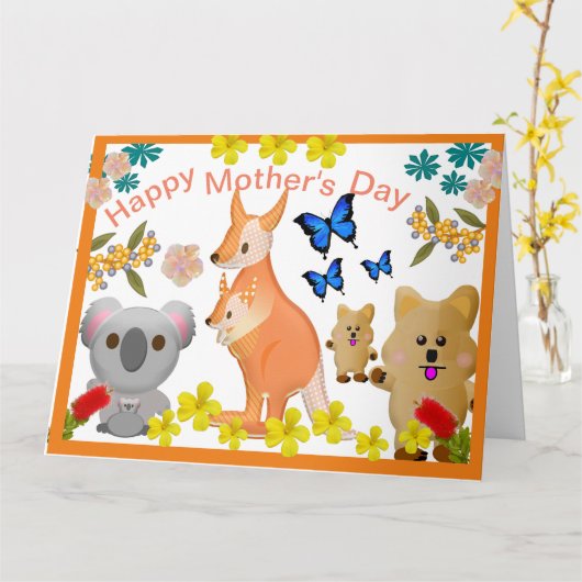 有袋類の母の日 カード (黄色い花)