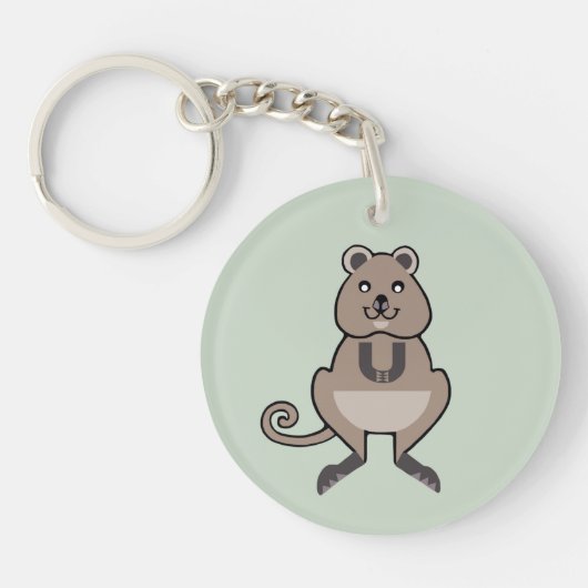 有袋類 – かわいいQUOKKA – 絶滅危惧動物 – 自然 キーホルダー (正面)