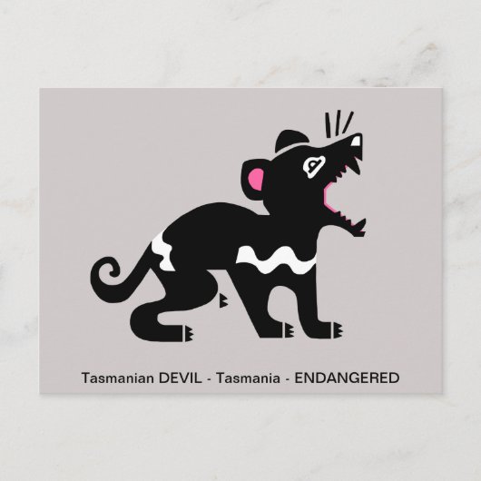 有袋類 – タスマニアの悪魔 – オーストラリアの野生生物 ポストカード (正面)
