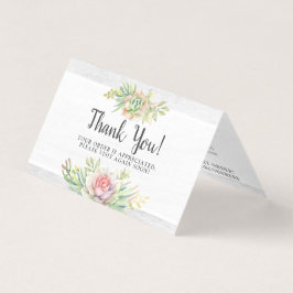 有難うござい素朴ます水色の多肉質デザートカード