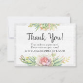 有難うござい素朴ます水色の多肉質デザートカード 招待状 (正面)