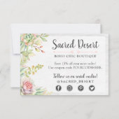 有難うござい素朴ます水色の多肉質デザートカード 招待状 (裏面)