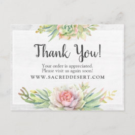 有難うござい素朴ます水色多肉質の砂漠のサボテン ポストカード