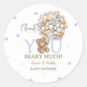 有難うござる青い熊 ラウンドシール (正面)