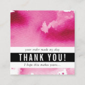 有難うごモダンシンプルはっきりした水の色ホットピンク スクエア名刺 (正面)