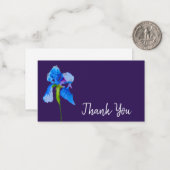 有難うまモダンう青い花水彩画 ノートカード (正面/裏面インサイチュ)