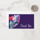 有難うまモダンう青い花水彩画 ノートカード (正面/裏面インサイチュ)