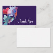 有難うまモダンう青い花水彩画 ノートカード (正面/裏面)