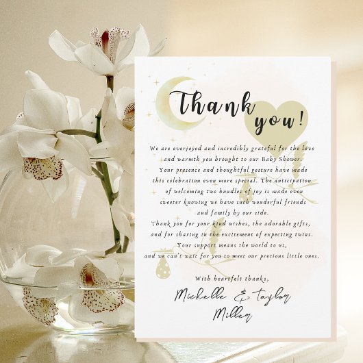 有難うカードああベビー!双生児 サンキューカード