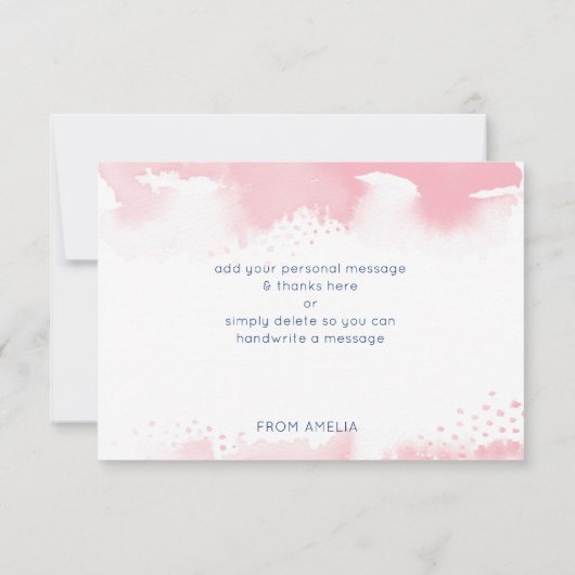 有難うバルミツワースモダンターのピンク サンキューカード (裏面)