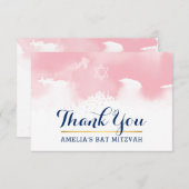 有難うバルミツワースモダンターのピンク サンキューカード (正面/裏面)
