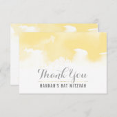 有難うバルミツワーモダン黄色の水色 サンキューカード (正面/裏面)