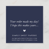 有難うモダンシンプル水の青クール色 スクエア名刺 (裏面)