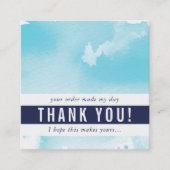 有難うモダンシンプル水の青クール色 スクエア名刺 (正面)