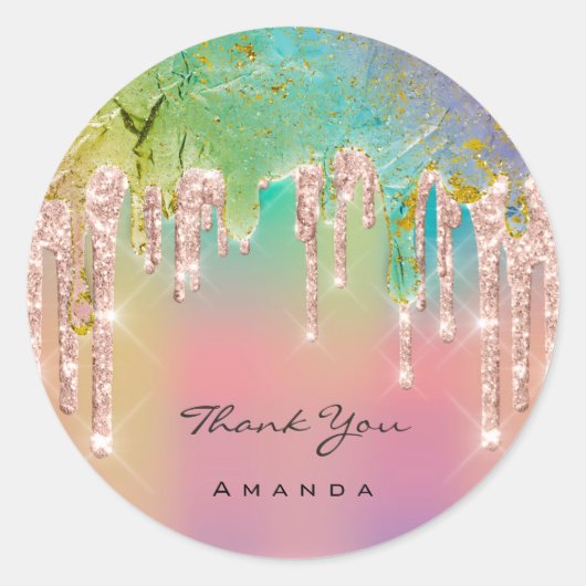 有難う名前16thブライダルバラグリッター自筆証書 ラウンドシール (正面)