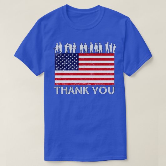 有難う愛国心のあるアメリカ国旗 Tシャツ (デザイン正面)