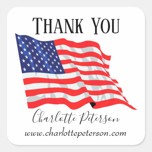 有難う愛国的なヴィンテージアメリカ旗事業 スクエアシール (正面)