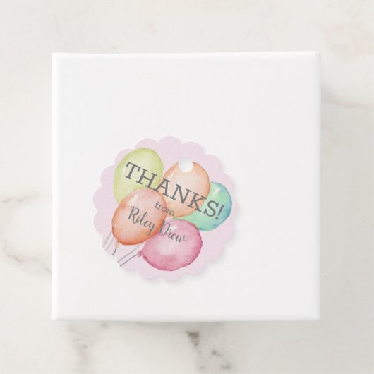 有難う水彩風船ピンク フェイバータグ (インサイチュ)