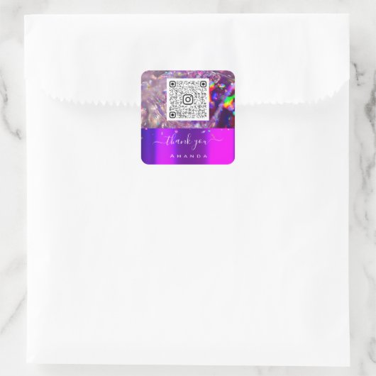 有難う第16代自筆紫色の虹QR スクエアシール (バッグ)