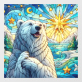 有難お洒落極ベアフェイクステンドグラス ウィンドウサイン (シート)