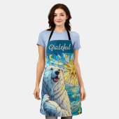 有難お洒落極ベアフェイクステンドグラス エプロン (着用した状態)