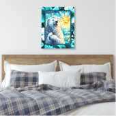 有難お洒落極ベアフェイクステンドグラス キャンバスプリント (インサイチュ (寝室))