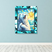 有難お洒落極ベアフェイクステンドグラス キャンバスプリント (インサイチュ (ウッドフロア))