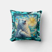 有難お洒落極ベアフェイクステンドグラス クッション (正面)